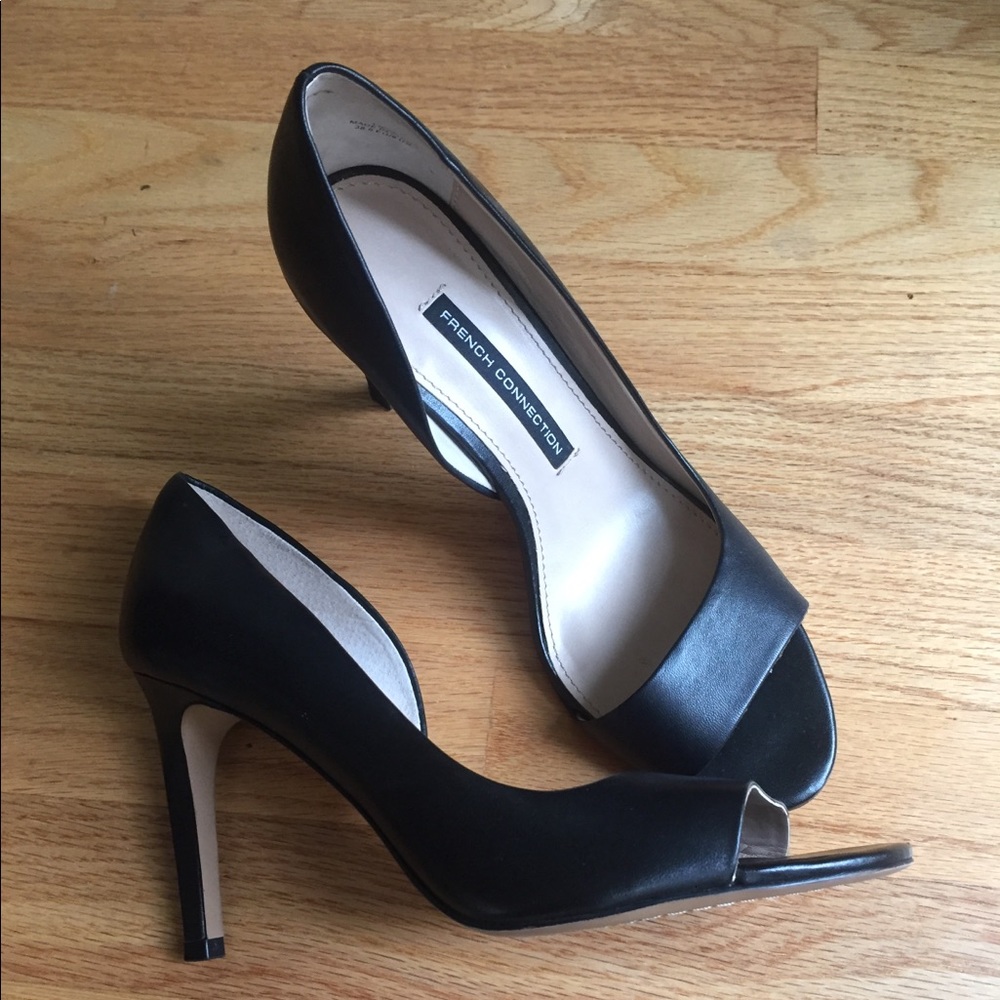Black leather heels